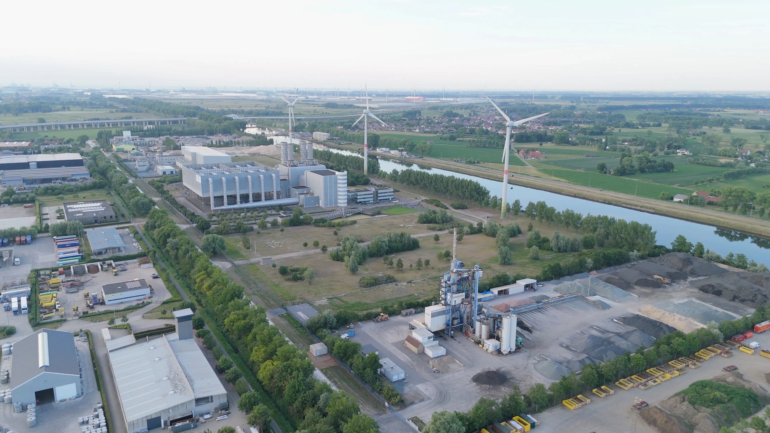 Wind turbines and industrial energy infrastructure in a renewable energy landscape